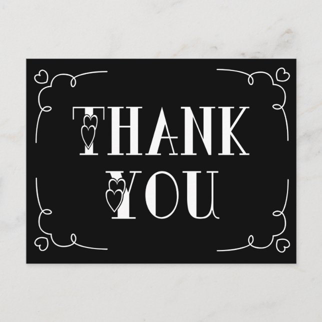 Carte Postale Merci Coeurs Noir Et Blanc (Devant)