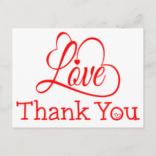 Carte Postale Merci coeurs rouges et blancs Mariage