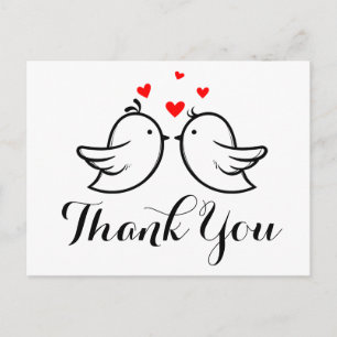 Carte Postale Merci Colombes de l'Amour Rouges - Mariage, Récept