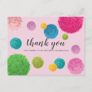 Carte Postale Merci Coloré Pom Pom