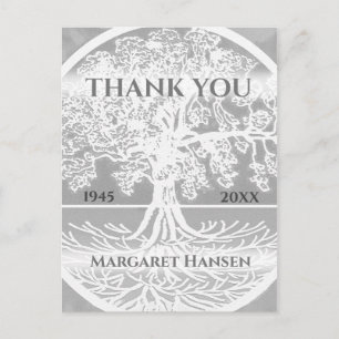 Carte Postale Merci Condoléances Arbre de vie Argent