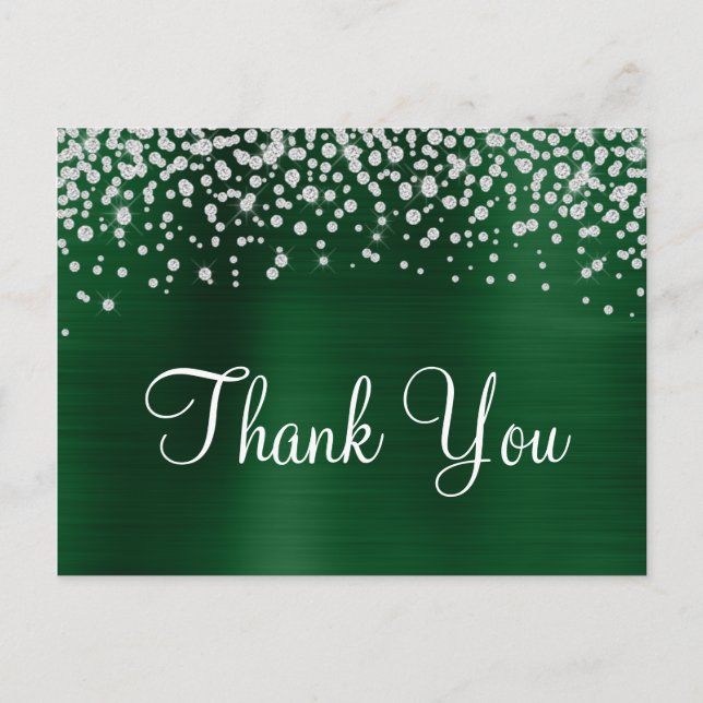 Carte Postale Merci Confetti Diamond Foil Vert foncé (Devant)