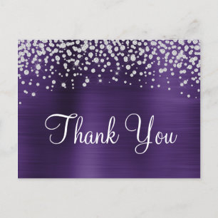 Carte Postale Merci Confetti Diamond Foil Violet foncé