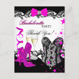 Carte Postale Merci Corset en Dentelle Rose Champagne Demoiselle
