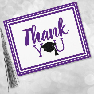 Carte Postale Merci Couleurs violettes et blanches de l'école