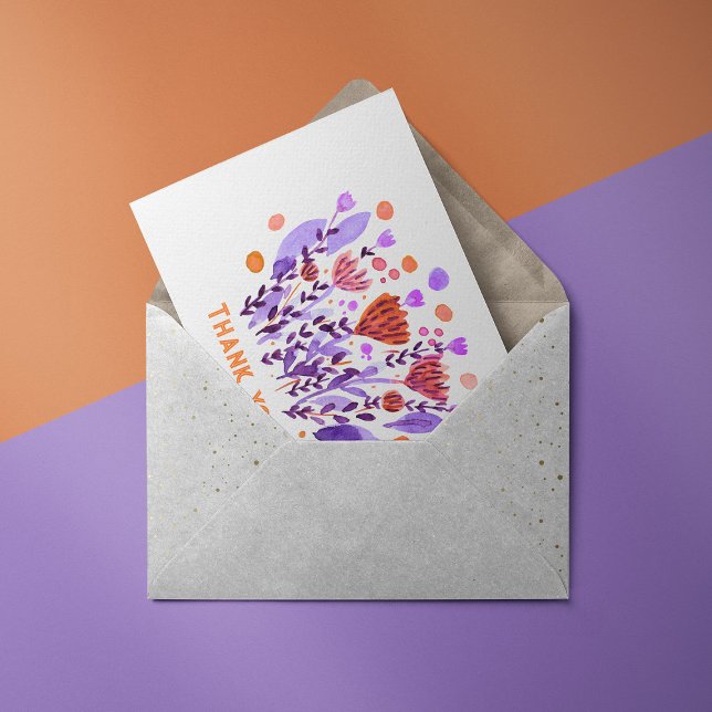 Carte Postale Merci Cute fleurs de doodles rétro (Créateur téléchargé)