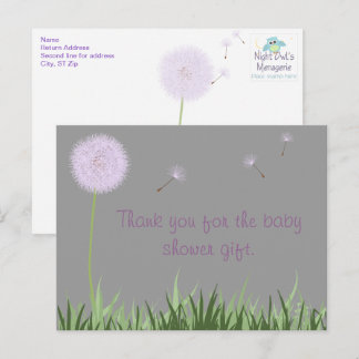 Carte postale Merci Dandelion violet