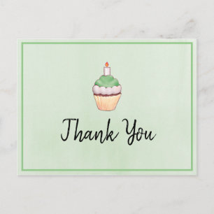 Carte Postale Merci d'anniversaire de la Cupcake verte