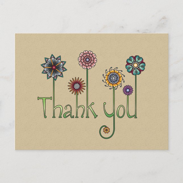 Carte Postale Merci dans Doodle Art Flowers (Devant)