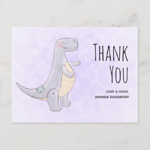 Carte Postale Merci d'aquarelle de Dinosaure gris mou