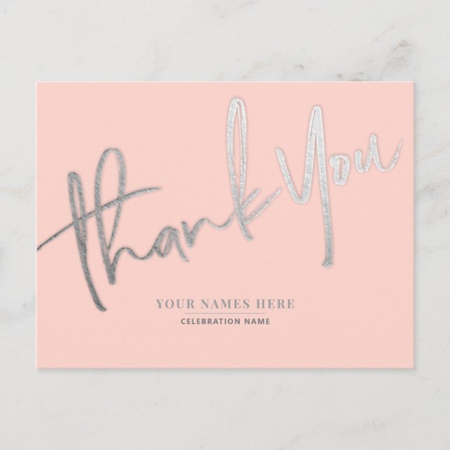 Carte Postale Merci d'argent rose Élégant universel (Devant)