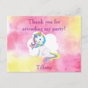 Carte Postale Merci d'avoir assisté à ma fête girly unicorn