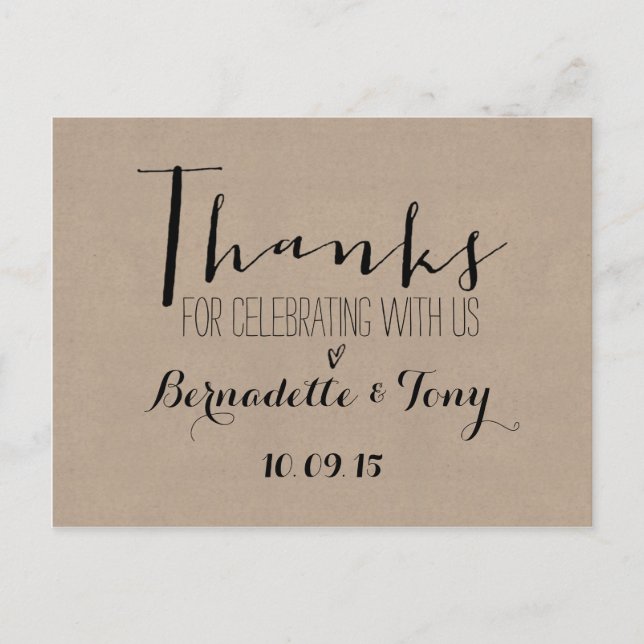 Carte Postale Merci D'Avoir Célébré Avec Nous ! Merci mariage (Devant)