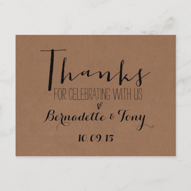 Carte Postale Merci D'Avoir Célébré Avec Nous ! Merci mariage (Devant)