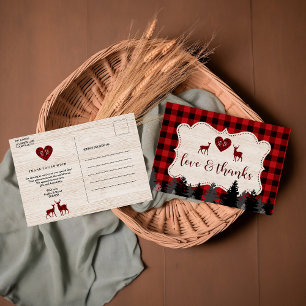 Carte Postale Merci de Baby shower de bûcheron doux