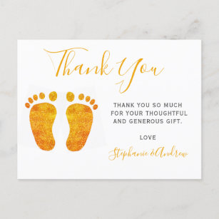 Carte Postale Merci de Baby shower mignon pour bébé pieds