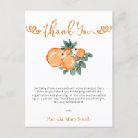 Merci de Baby shower orange Little Cutie