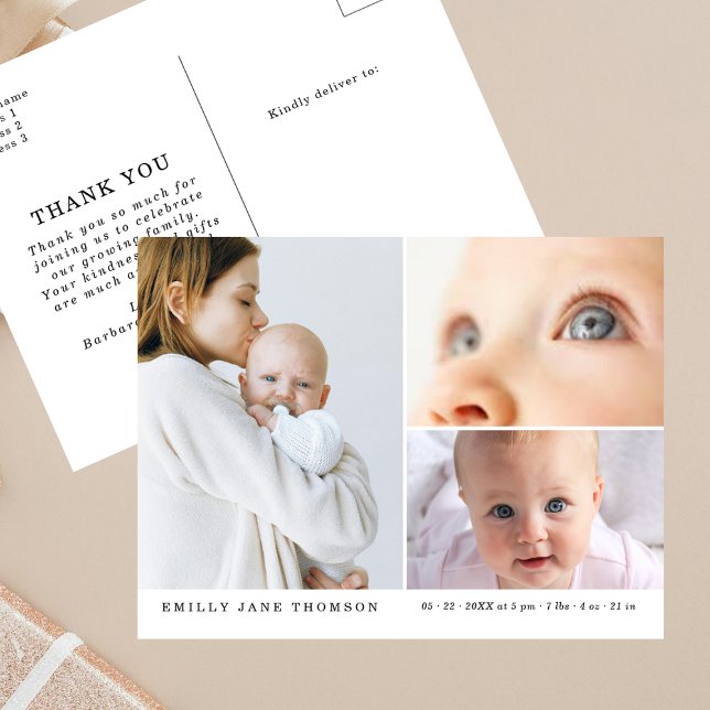 Carte Postale Merci de Baby shower photo Sweet Three (Créateur téléchargé)