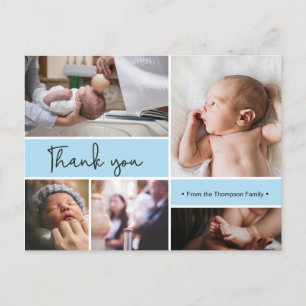 Carte Postale Merci de baptême de bébé personnalisé Collage phot