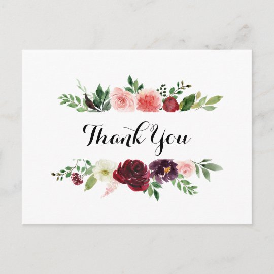 Carte Postale Merci De Calligraphie Florale Rose De Printemps De Zazzle Fr