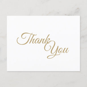 Carte Postale Merci de calligraphie simple or et blanc