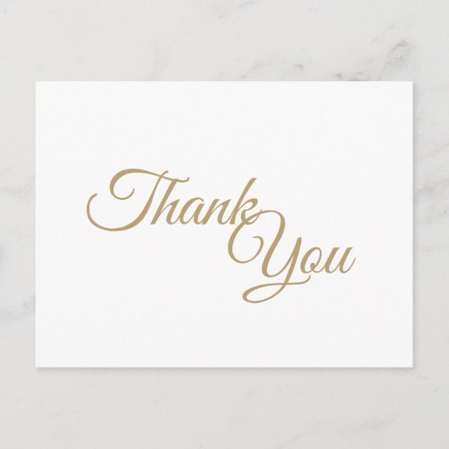 Carte Postale Merci de calligraphie simple or et blanc (Devant)