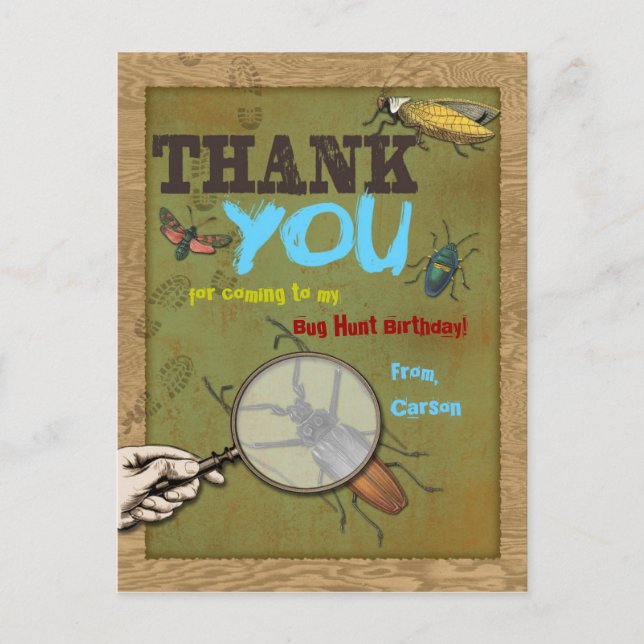 Carte postale Merci de chasse aux bogues (Devant)