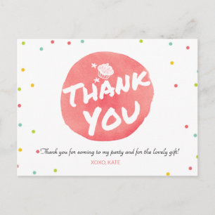 CARTE POSTALE MERCI DE CUPCAKE COLORÉ