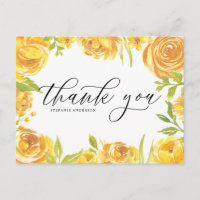 Merci de d'aquarelle jaune Roses et pivoines
