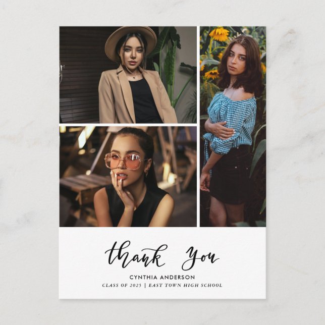 Carte Postale Merci de diplôme Script Trois Grad Photo (Devant)