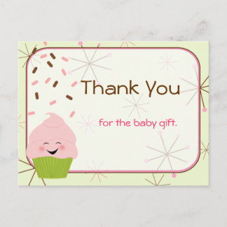 Carte Postale Merci de fête de bébé saupoudré en rose