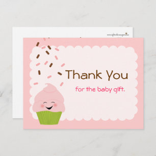 Carte Postale Merci de fête de bébé saupoudré en rose
