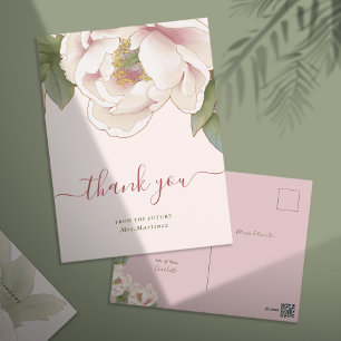 Carte Postale Merci de Fête des mariées floral rose pâle