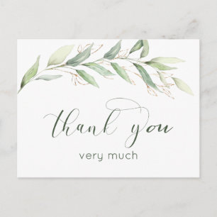 Carte postale Merci de feuillage vert et or