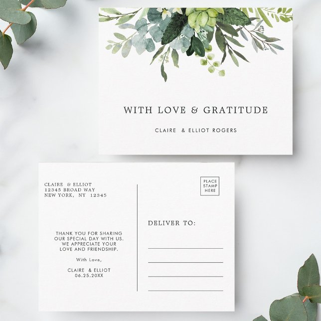 Carte Postale Merci de feuillage vert Eucalyptus (Front & Back)