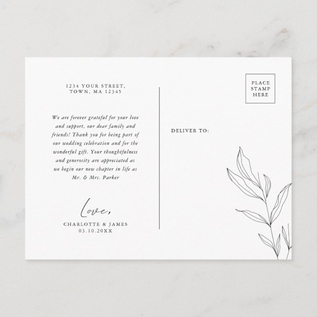 Carte postale Merci de feuille de feutre d'art de  (Dos)