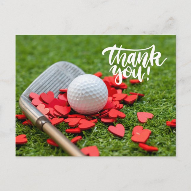 Carte Postale Merci de golf avec amour coeur rouge sur golfeur v (Devant)