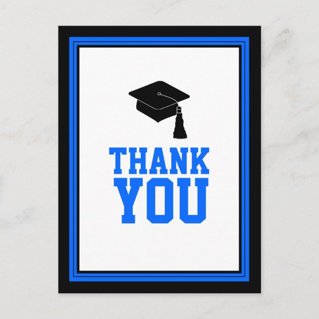 Carte Postale Merci de graduation bleu et noir (Devant)