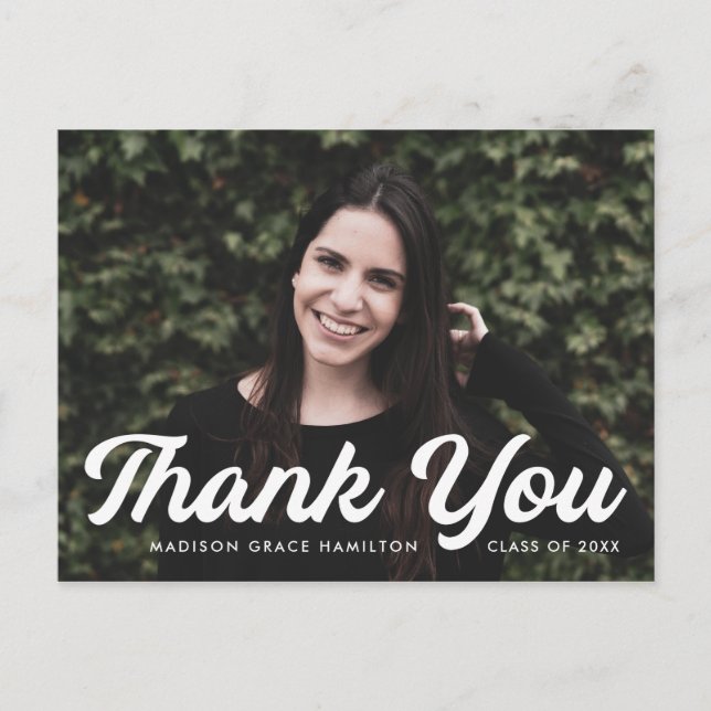 Carte Postale Merci de graduation de la photo de script en gras (Devant)