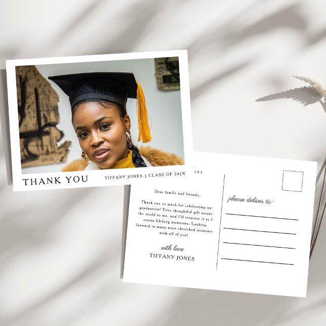 Carte Postale Merci de graduation photo de script moderne (Créateur téléchargé)