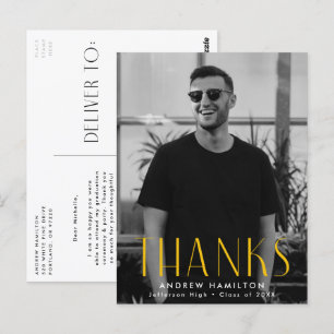 Carte Postale Merci de graduation photo jaune moderne