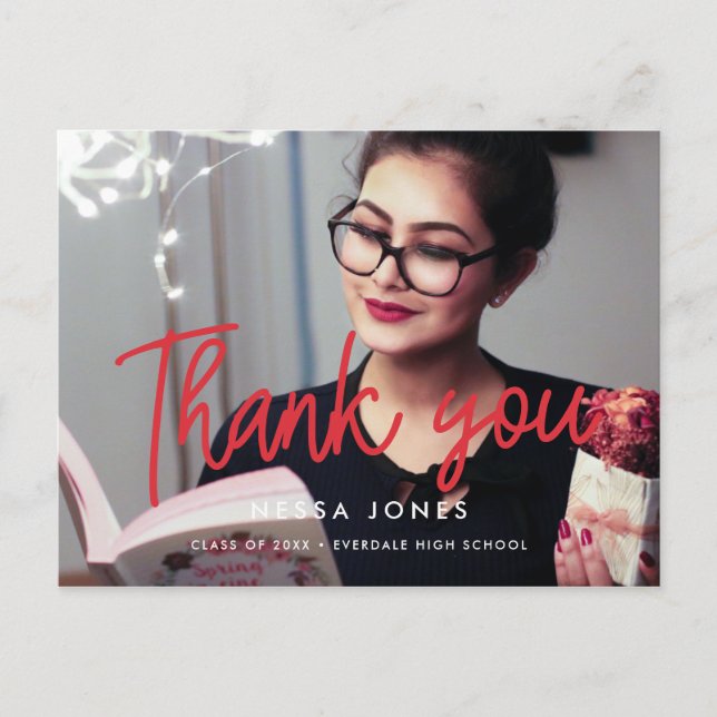 Carte Postale Merci de graduation photo moderne (Devant)