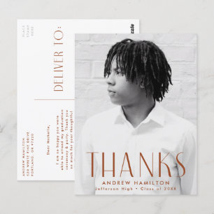 Carte Postale Merci de graduation photo rouille moderne
