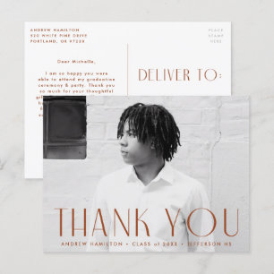 Carte Postale Merci de graduation photo rouille moderne