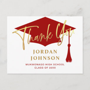 Carte Postale Merci de graduation rouge minimaliste moderne