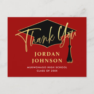 Carte Postale Merci de graduation rouge minimaliste moderne