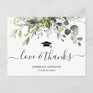 Carte Postale Merci de graduation simple et élégant d'Eucalyptus