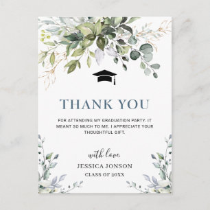 Carte Postale Merci de graduation simple et élégant d'Eucalyptus