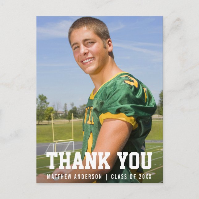 Carte Postale Merci de graduation sportive moderne (retour arriè (Devant)