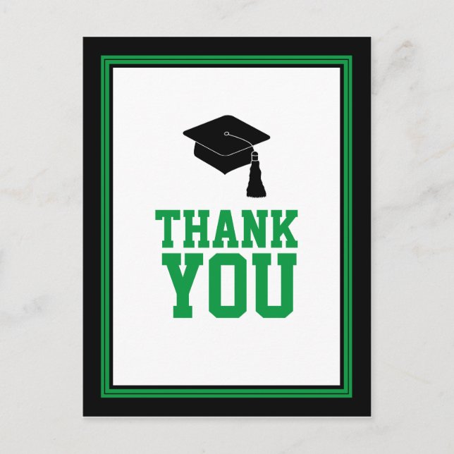 Carte Postale Merci de graduation verte et noire (Devant)